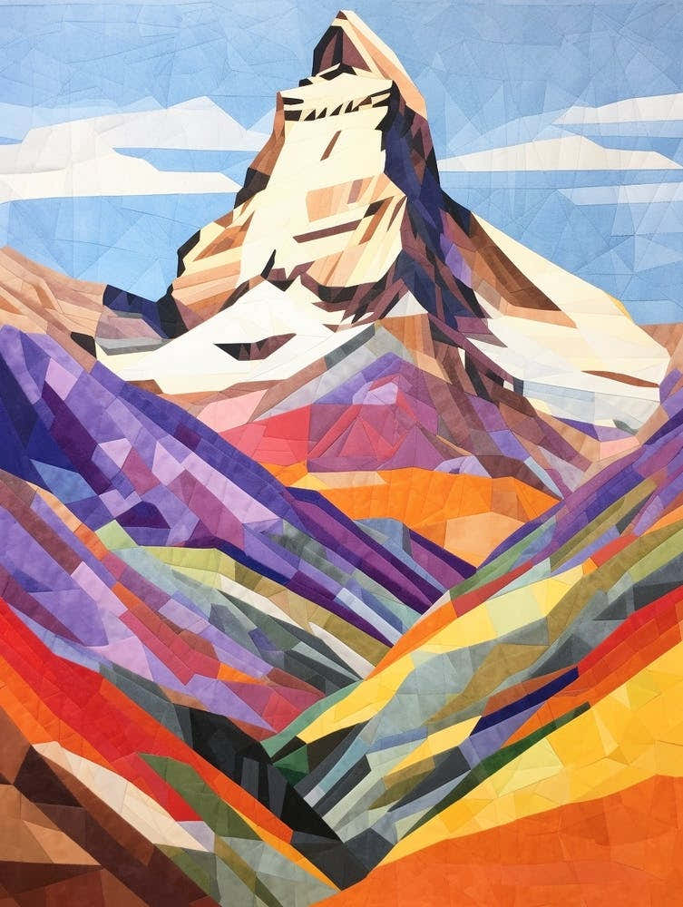 Matterhorn Italy And Switzerland 2 Colourful Mountain Illustration