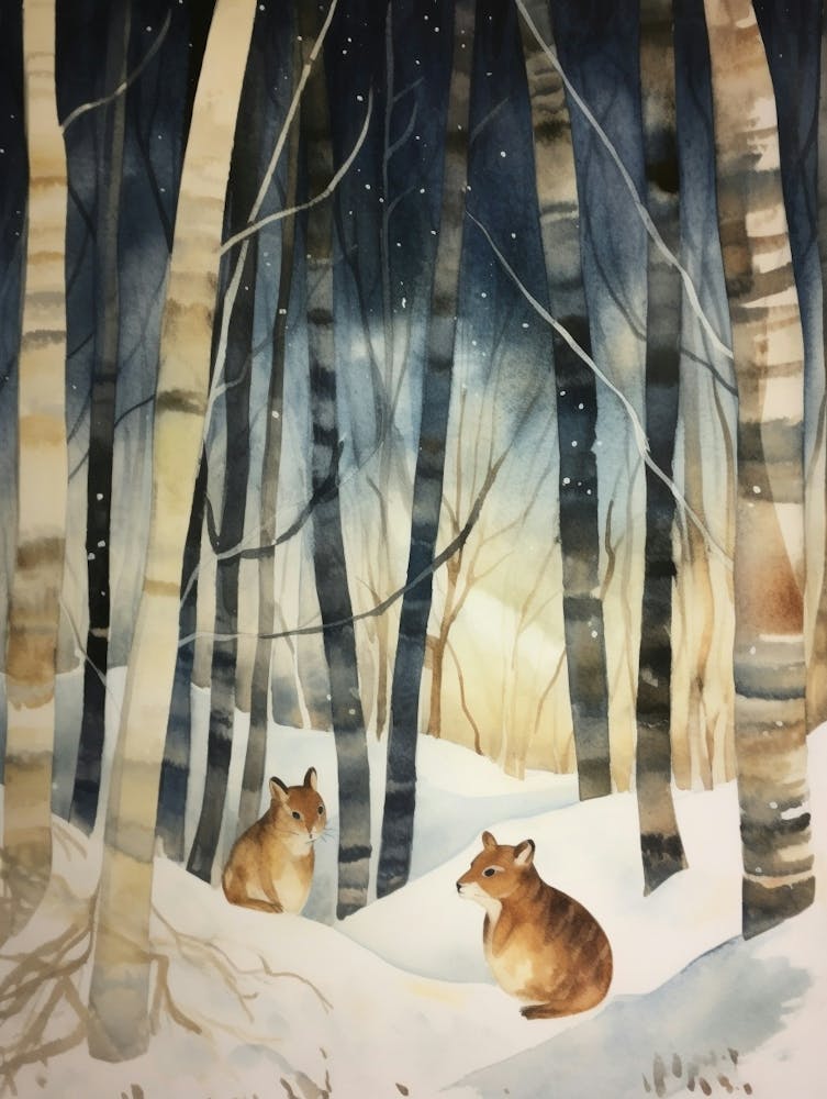 Winter Watercolour Chipmunk 5