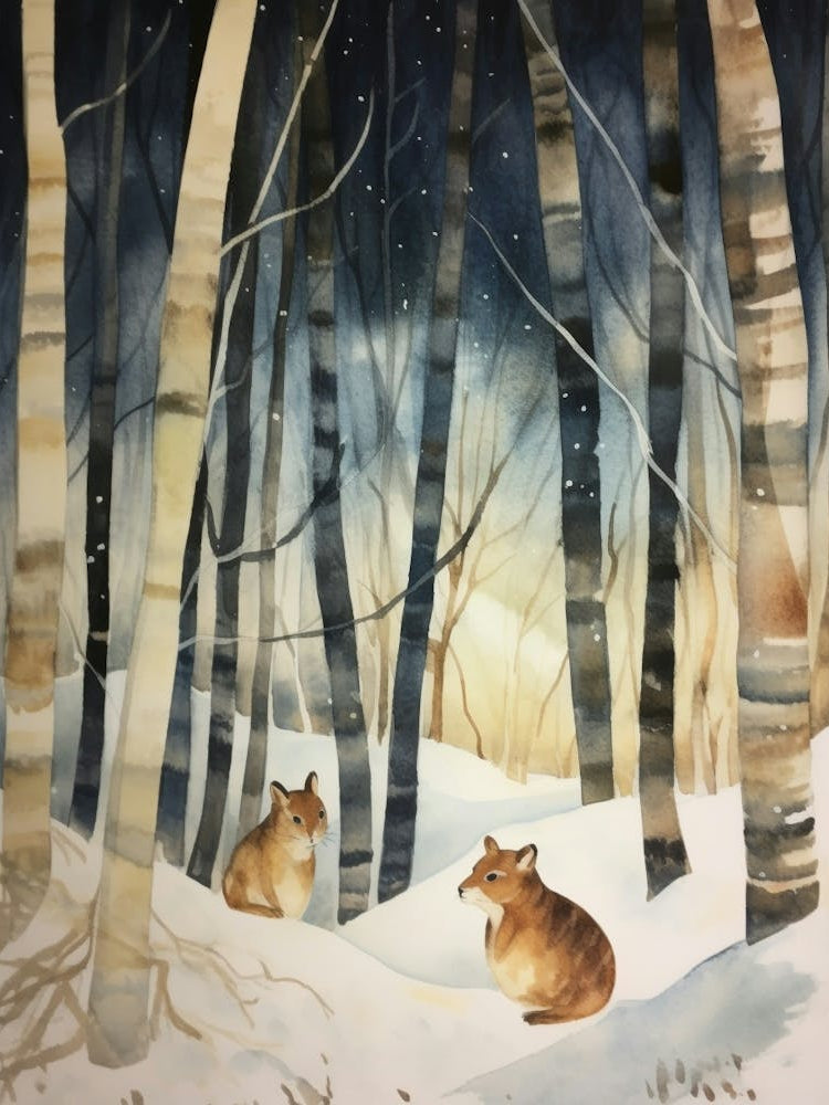 Winter Watercolour Chipmunk 5