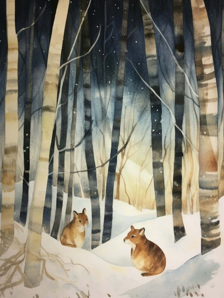 Winter Watercolour Chipmunk 5