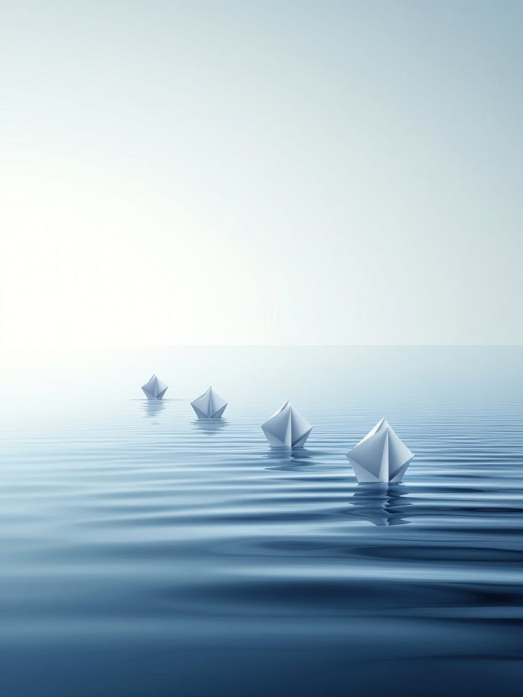 Paper Boats In The Water