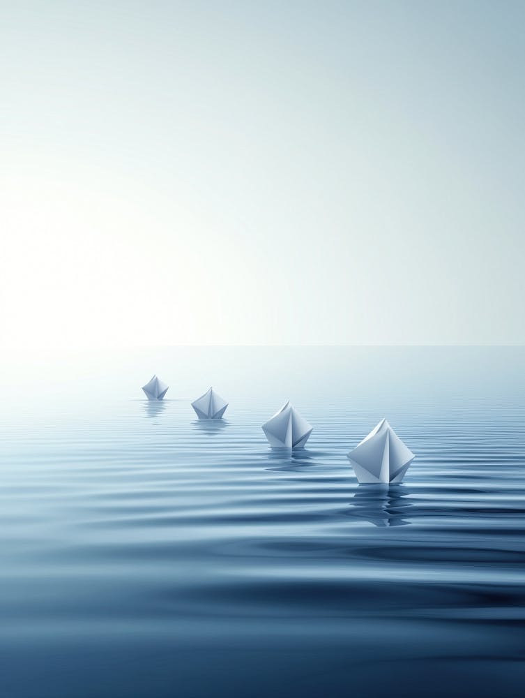 Paper Boats In The Water