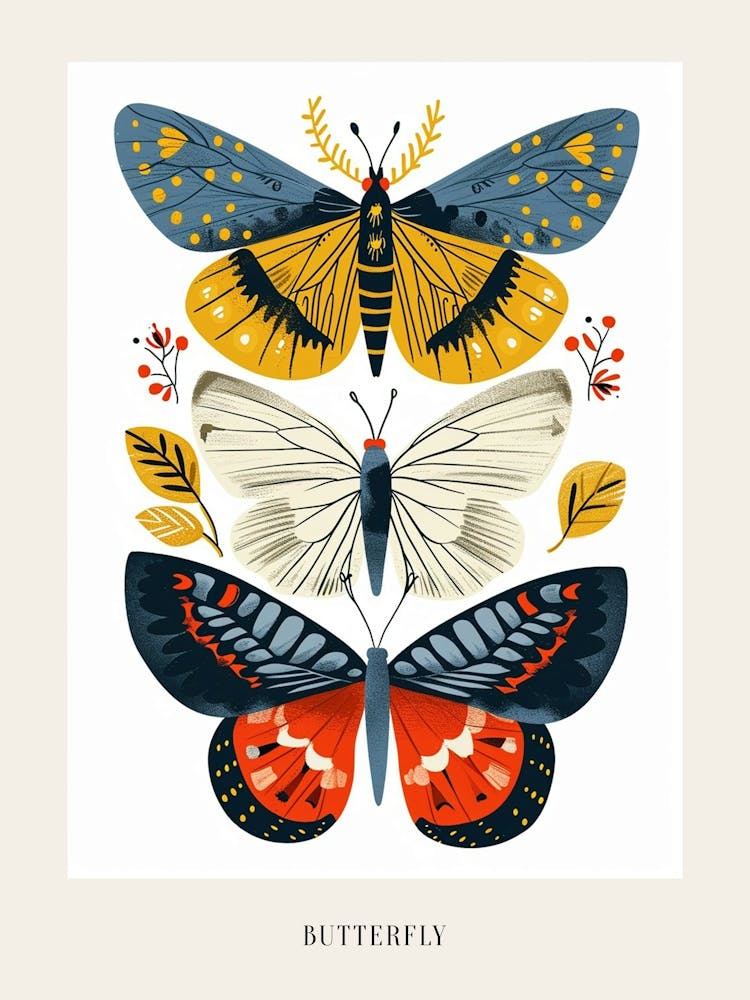 Colourful Insect Illustration Butterfly 8 Poster