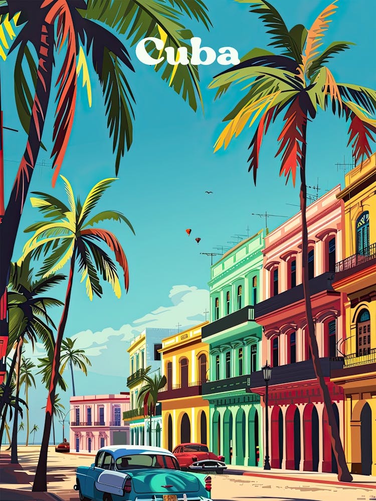 Cuba Caribbean Art Illustration