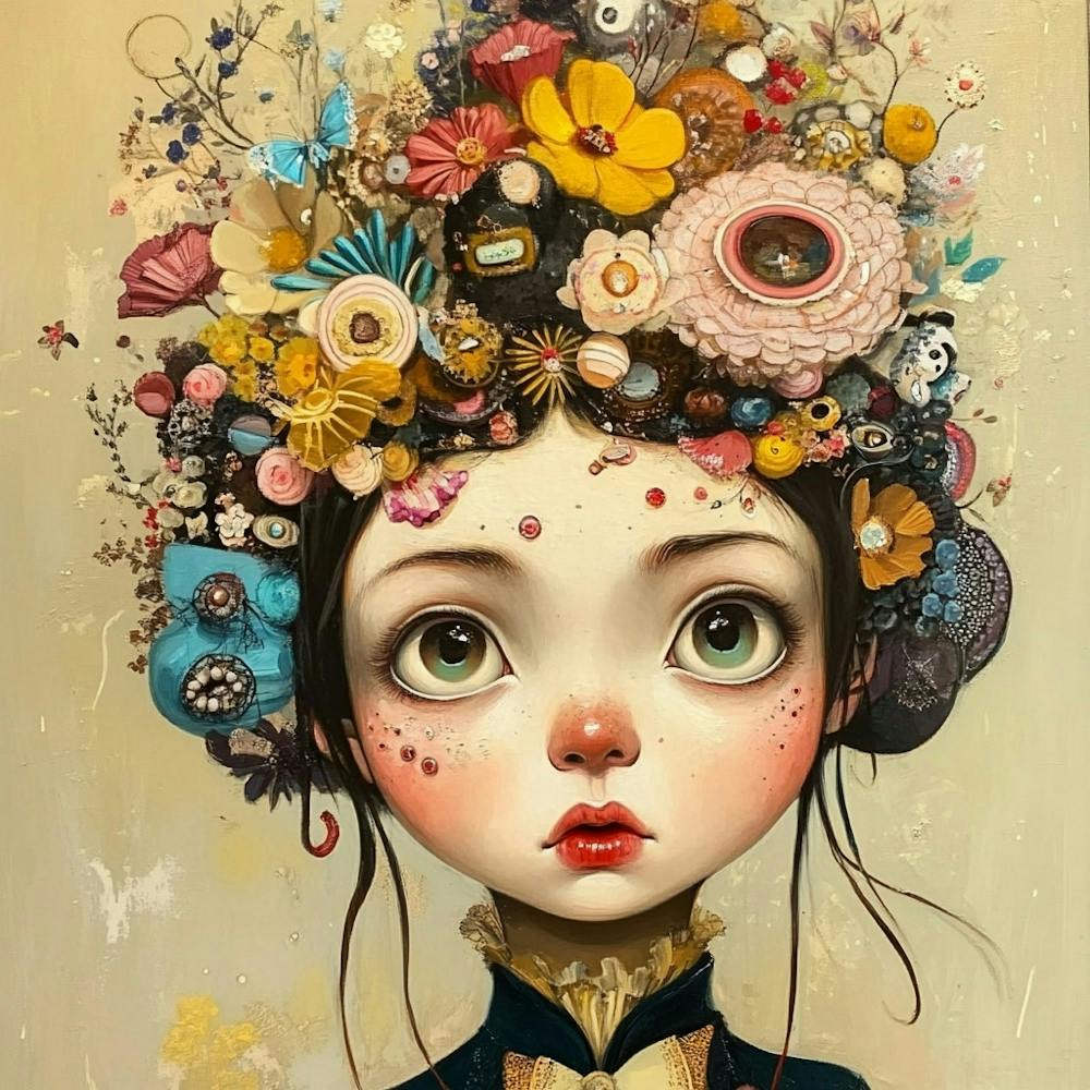 Girl With Flowers On Her Head