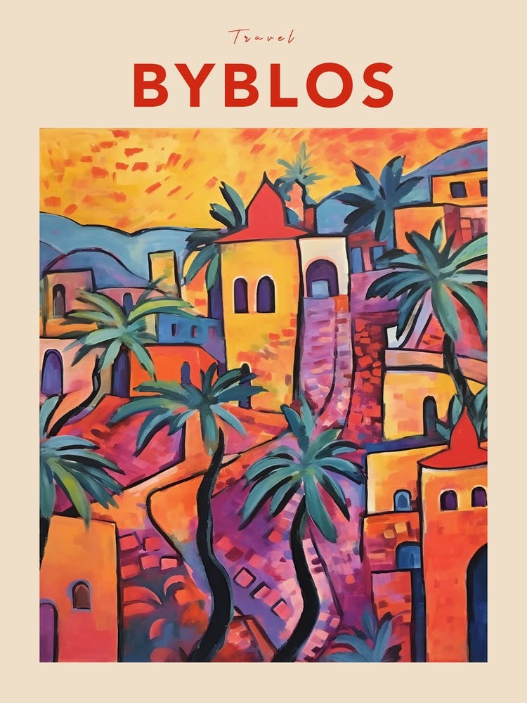Byblos Lebanon 4 Fauvist Travel Poster