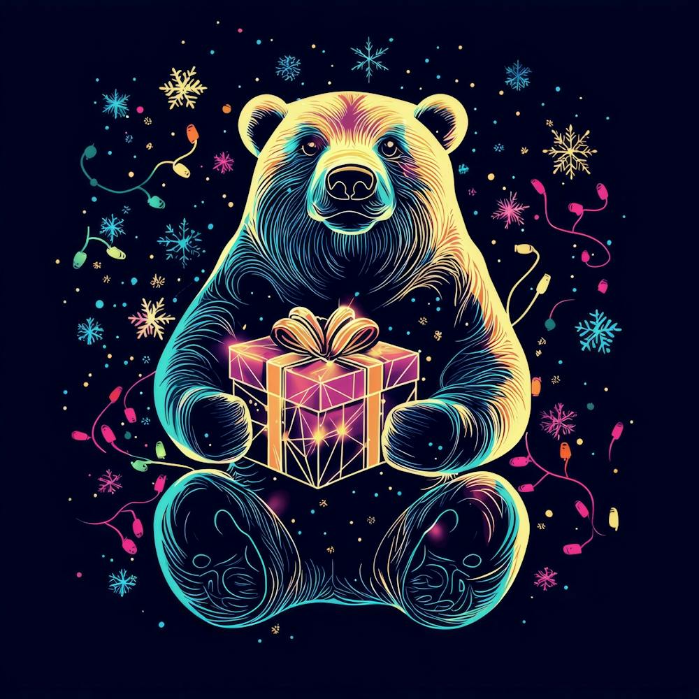 Christmas Bear.Generated AI. Wall