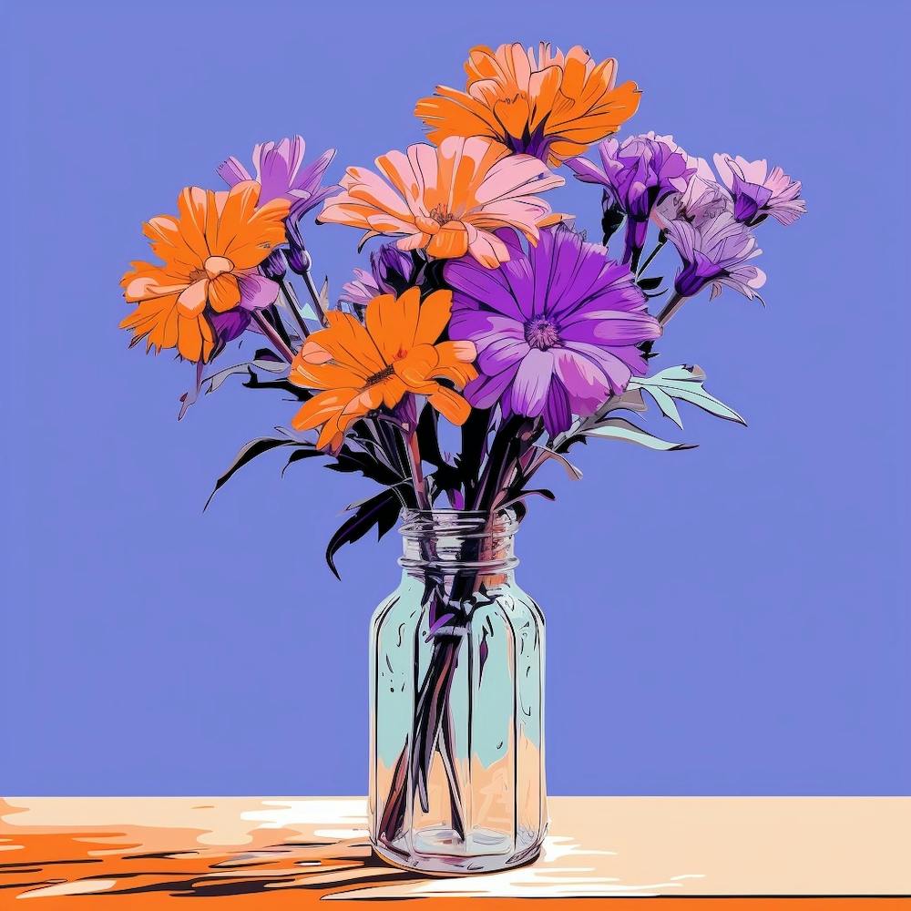 Andy Warhol Style Pop Art Flowers Florals 9 Square