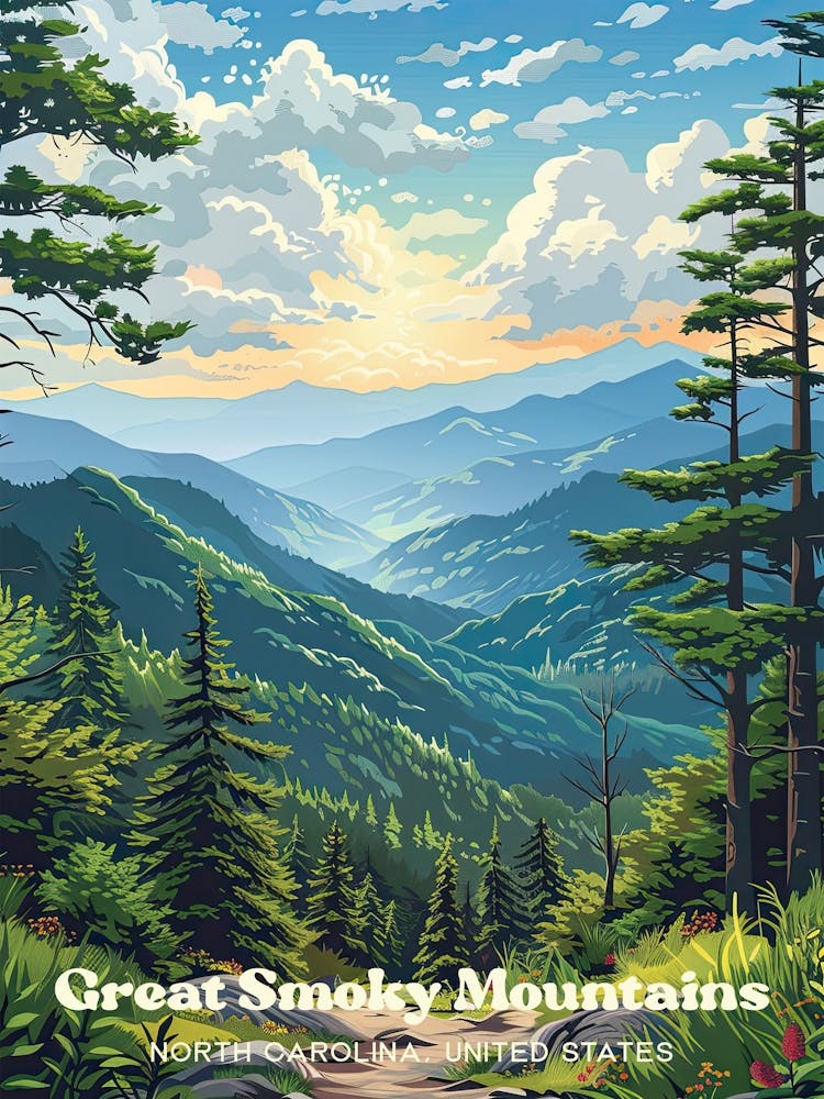 Great Smoky Mountains National Park Shaconage Digital Travel Art