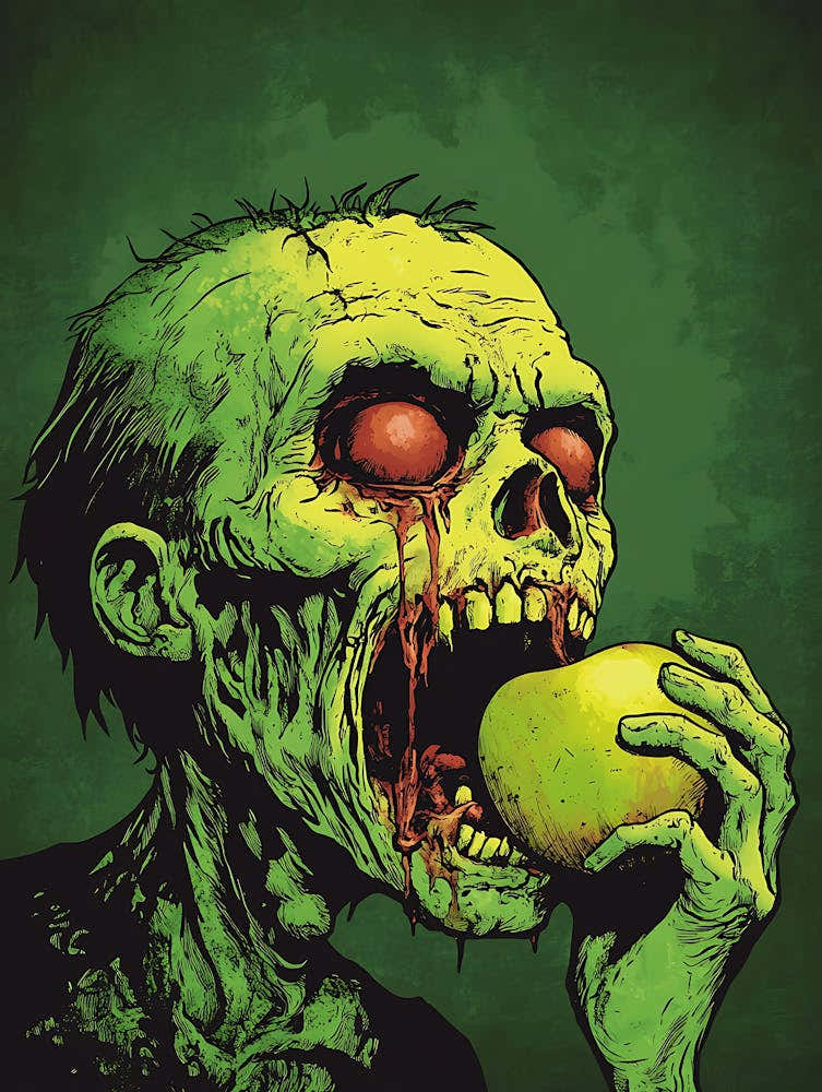 Scary Zombie Eating An Apple 3