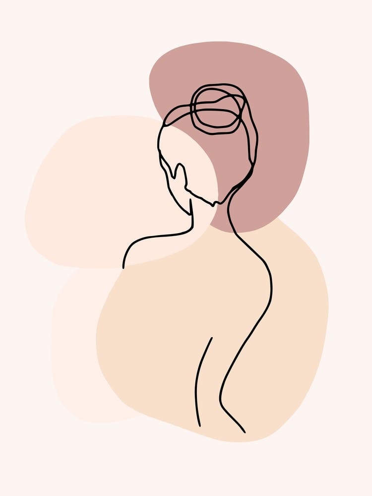 Minimal Line Art Backside Beautiful Woman