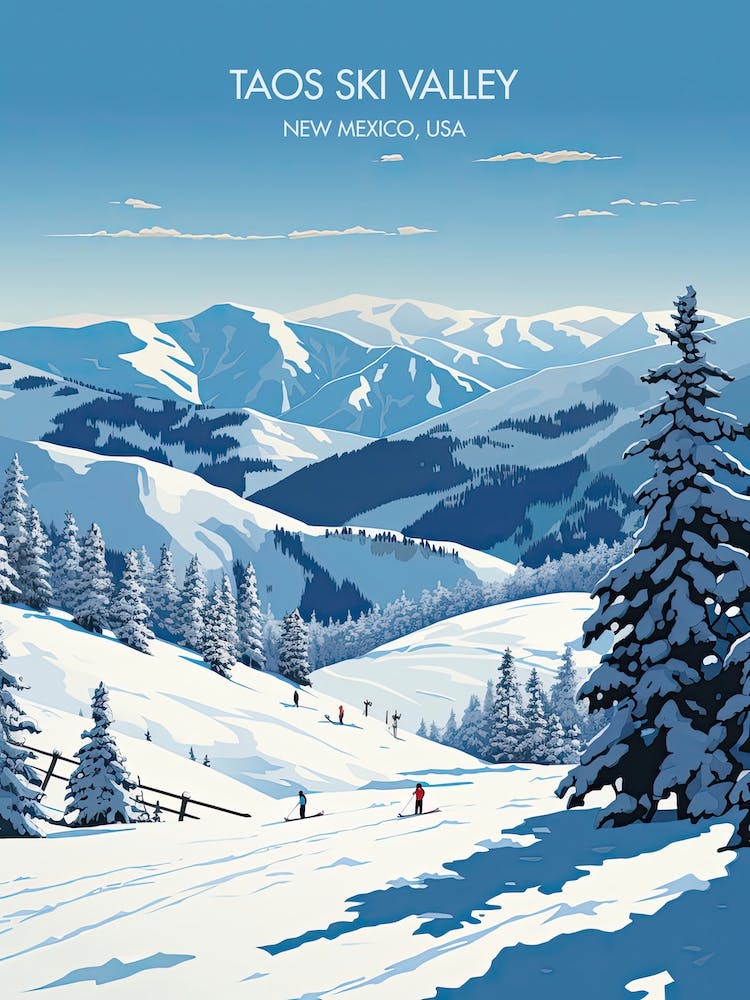 Poster Of Taos Ski Valley   New Mexico, Usa, Ski Resort Illustration 0