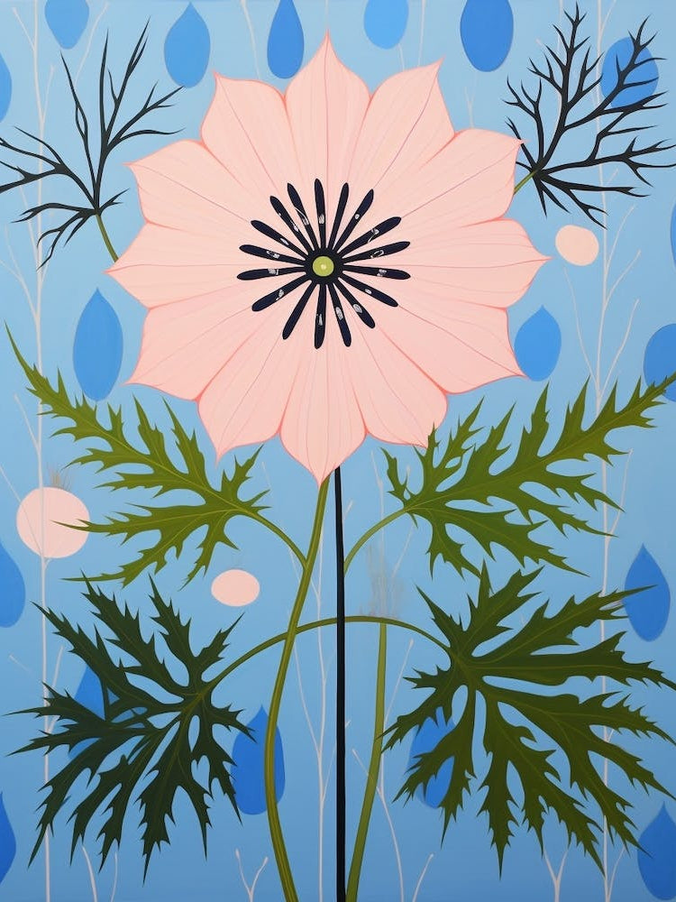 Love In A Mist Nigella 2 Hilma Af Klint Inspired Pastel Flower Painting