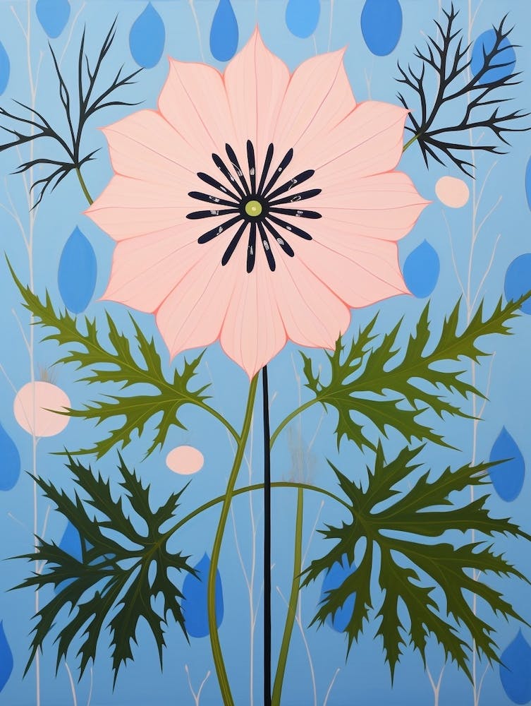 Love In A Mist Nigella 2 Hilma Af Klint Inspired Pastel Flower Painting