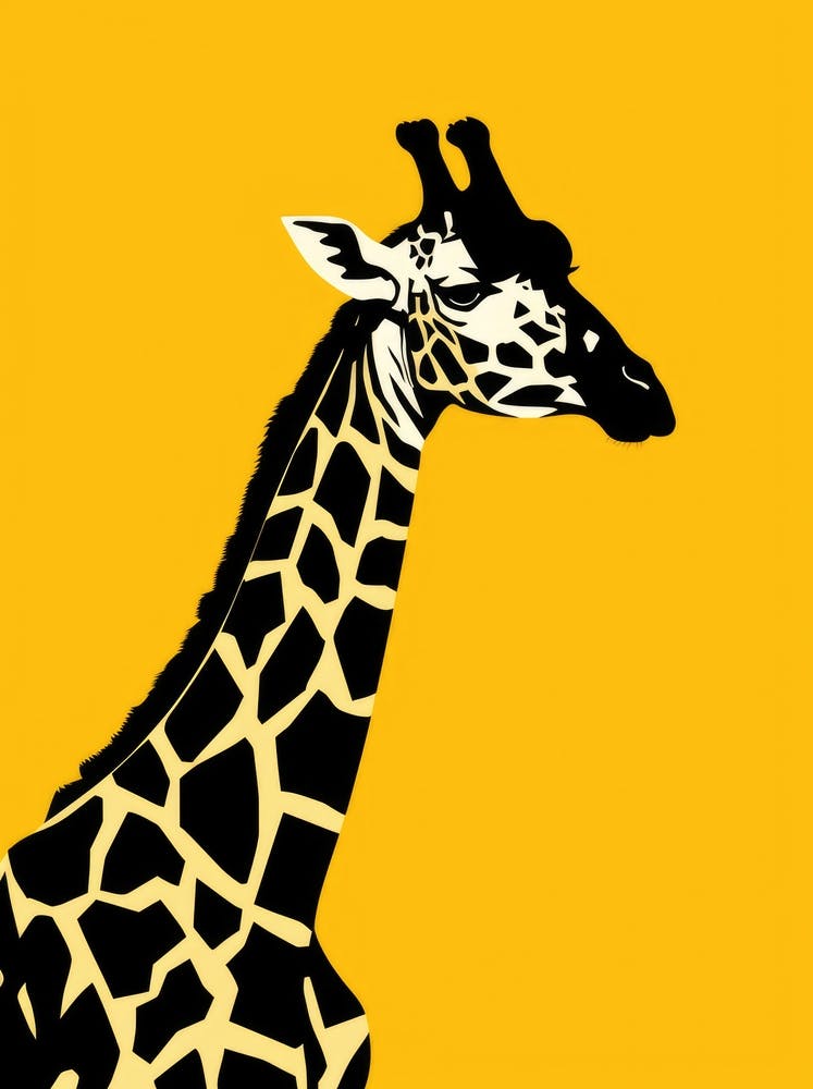 Giraffe On Yellow Background