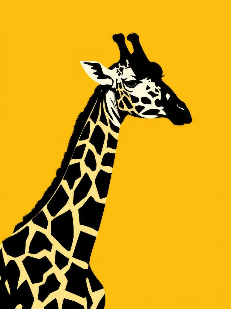 Giraffe On Yellow Background