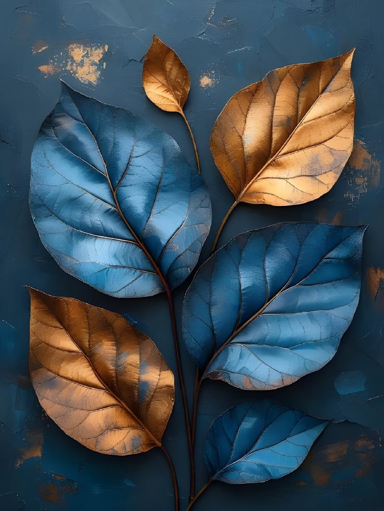 Blaue Blätter Auf Einem Blauen Hintergrund