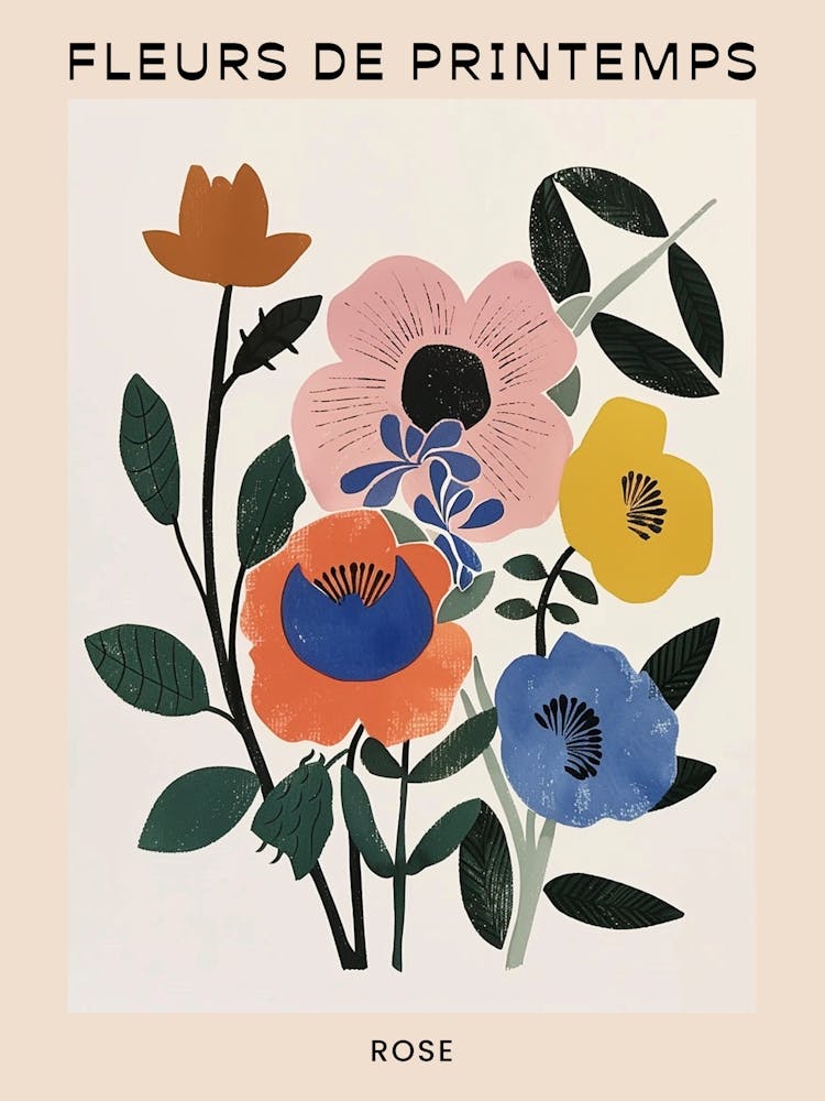 Spring Floral French Poster  Rose 5