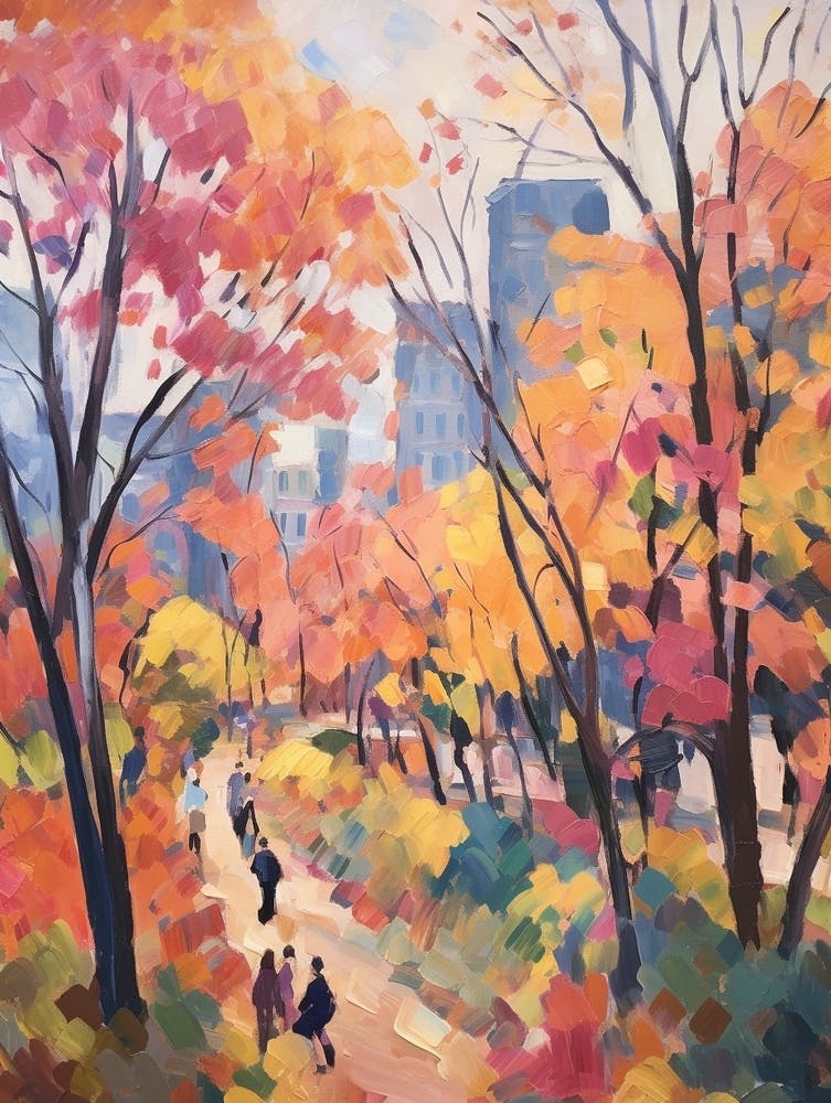 Autumn City Park Painting Victoria Park Hong Kong 1