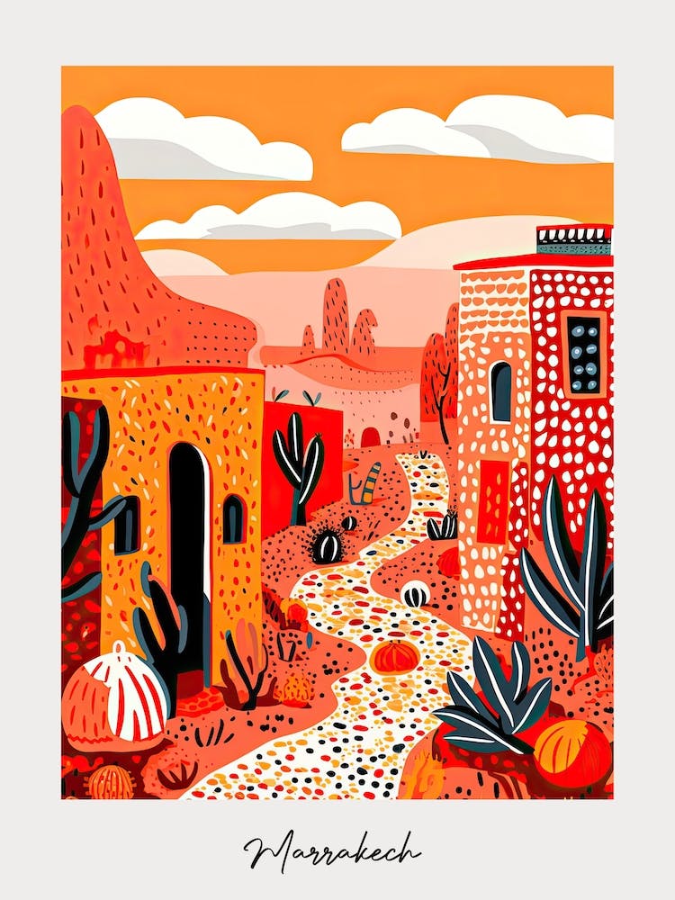 Poster Of Marrakech, Illustration In The Style Of Pop Art 3
