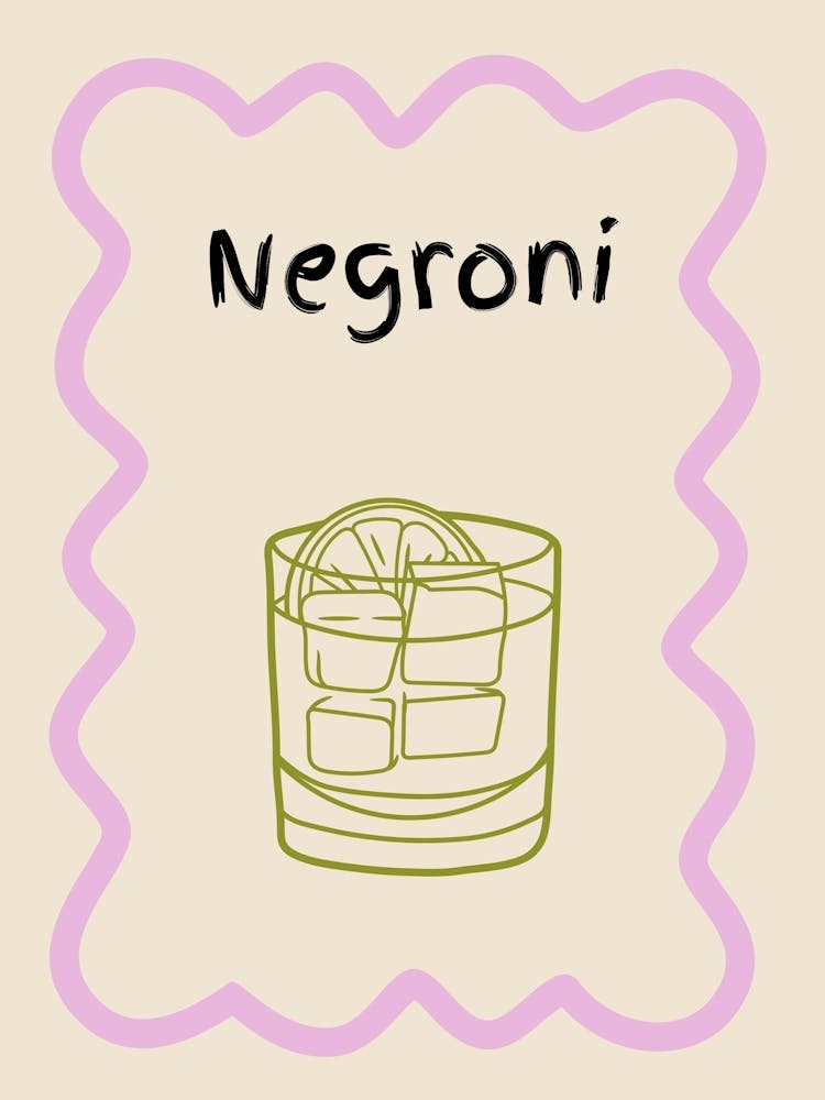 Negroni Doodle Poster Lilac & Green