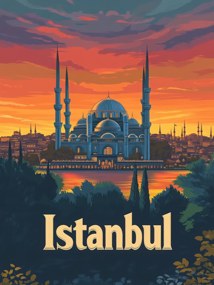 Aihrgdesign A Retro Travel Poster For Istanbul Featuring The 4