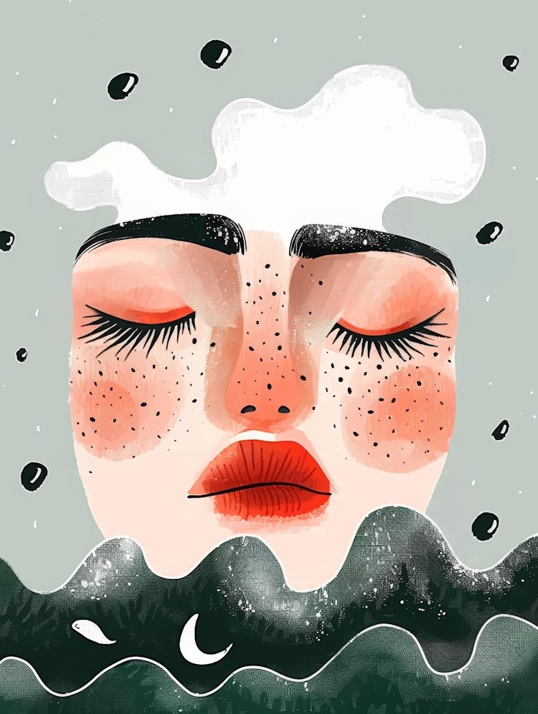 Illustration Of A Woman In The Sea