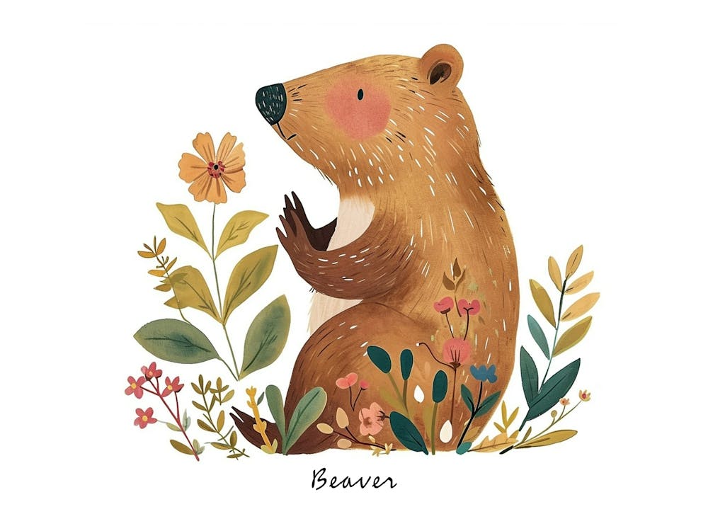 Little Floral Beaver 1 Poster