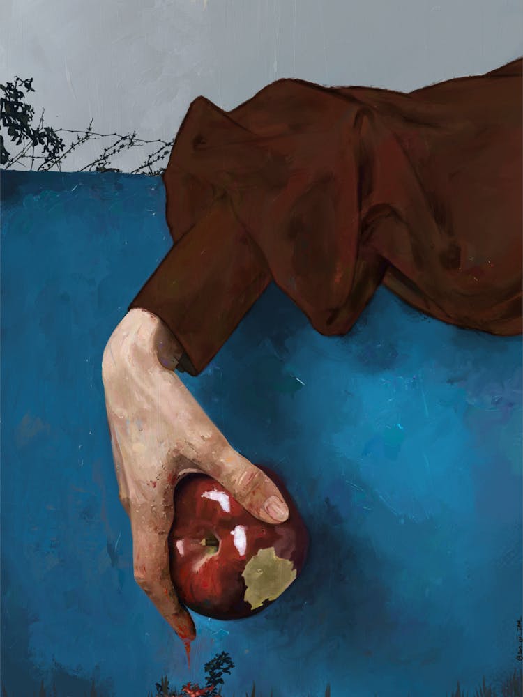 Genesis 3 - Abstract, Digital Painting, Christian wall Art, Apple, Adam fall