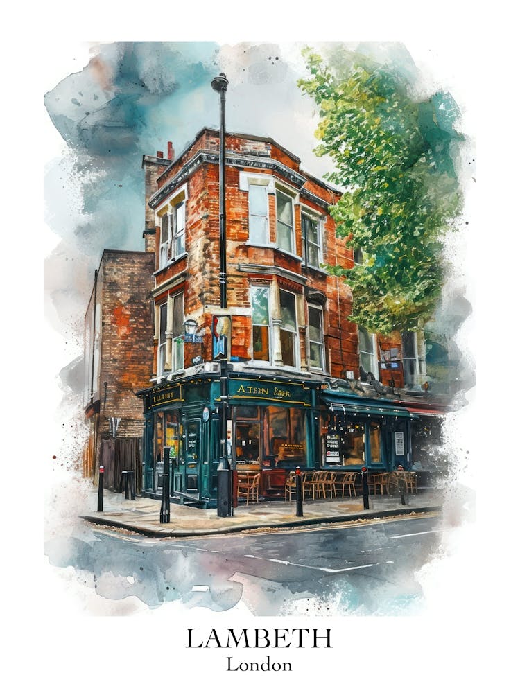 Lambeth London Borough   Street Watercolour 3 Poster