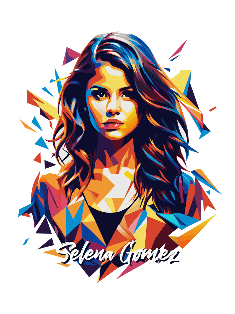 Selena Gomez 01 Portrait Icône Musicale Style Pop Art WPAP
