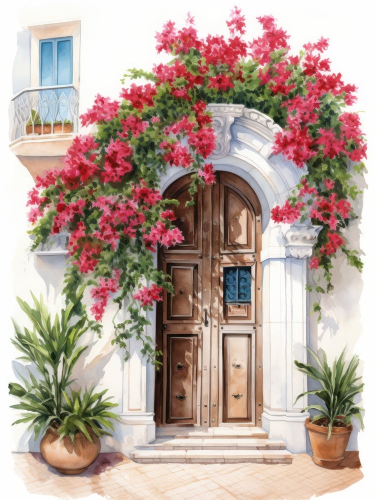 Bari, Italy   Mediterranean Doors Watercolour Painting 2