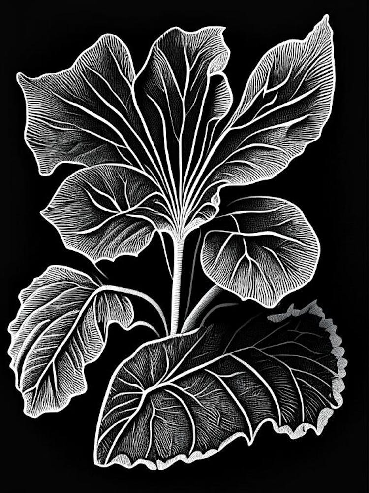 Primrose Leaf Linocut 2