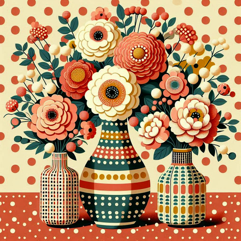 Coral And Yellow Flowers In A Vase 4