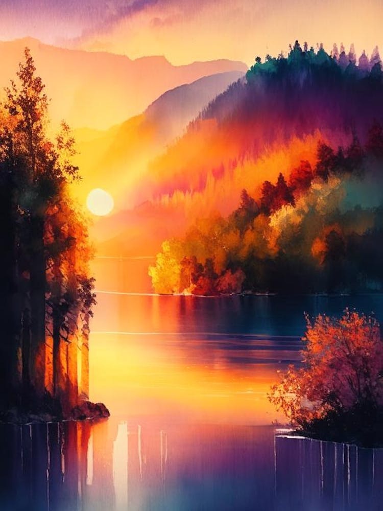 The Plitvice Lakes Watercolour 2