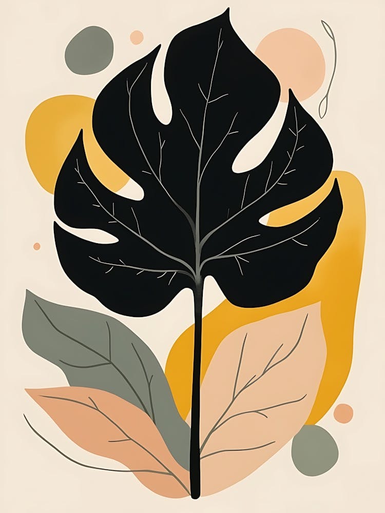 Warm Botanical Motif with Subtle Color Blocking