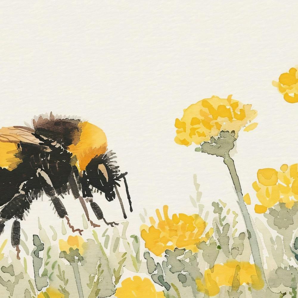 Editorial Art White Background Bumble Bee