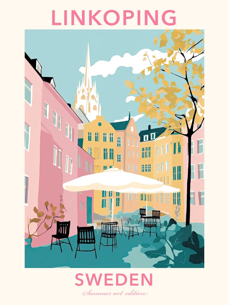 Linkoping, Sweden, Flat Pastels Tones Illustration 4 Poster