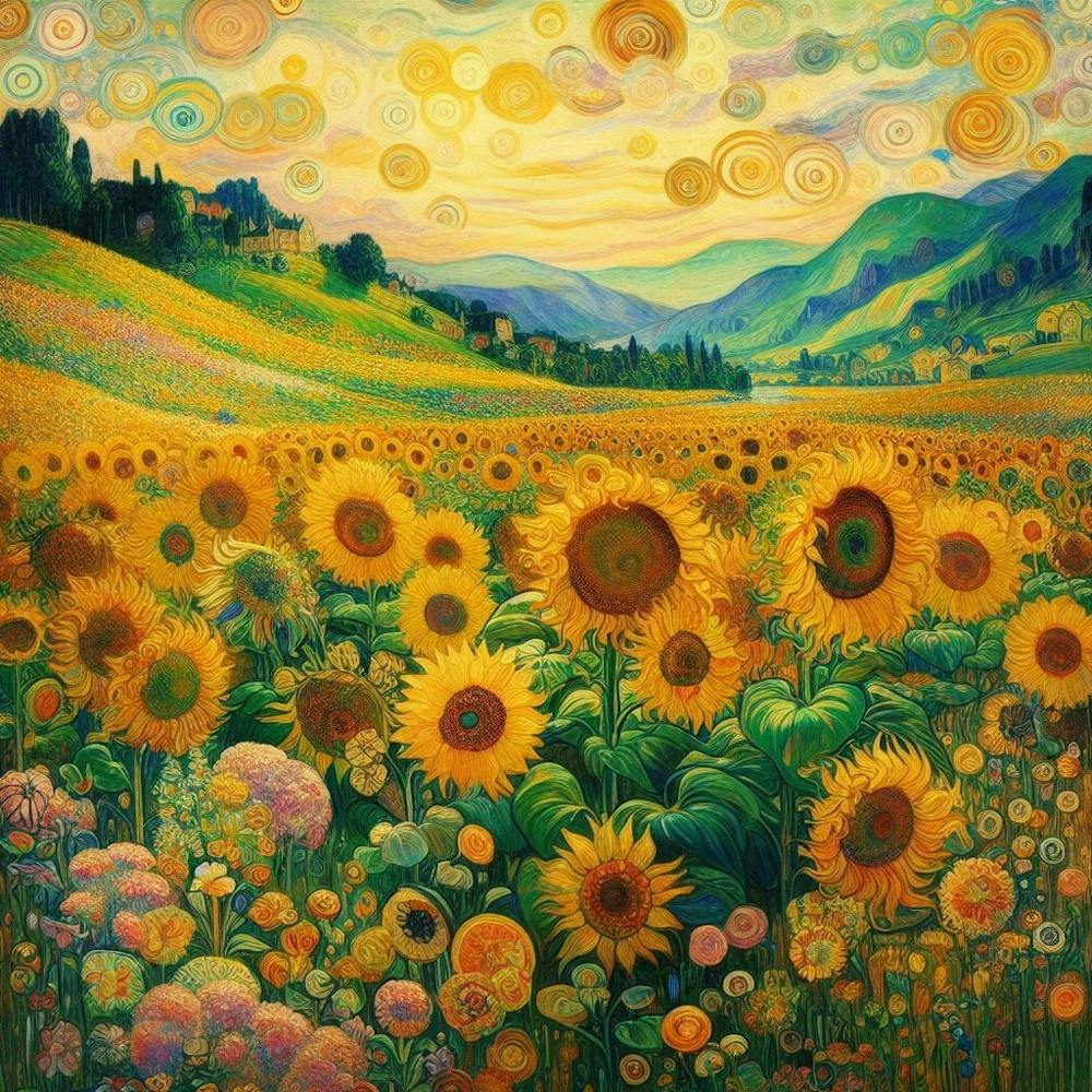 gustav klimt sunflowers in the meadow art 5