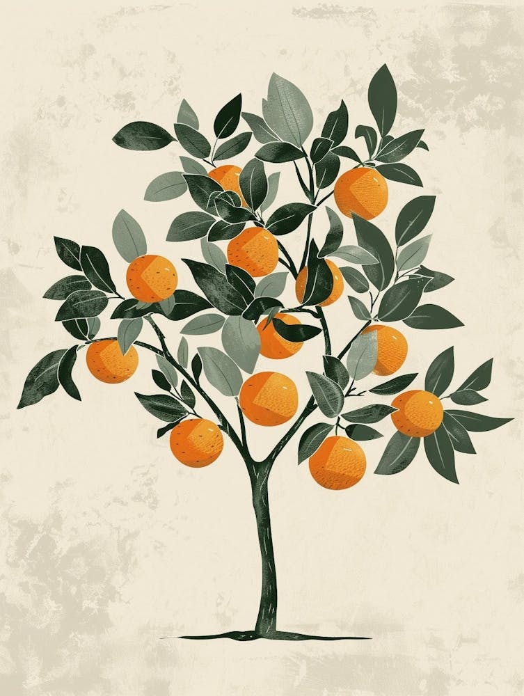 Orange Tree Minimal Japandi Illustration 1