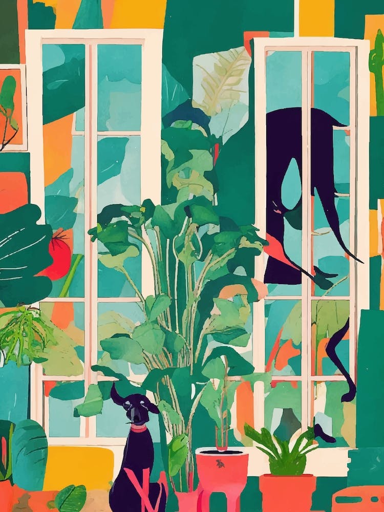 Dog and plants House In Bloom