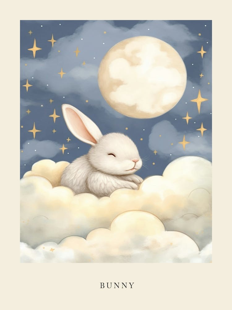 Sleeping Baby Bunny 6 Nursery Poster