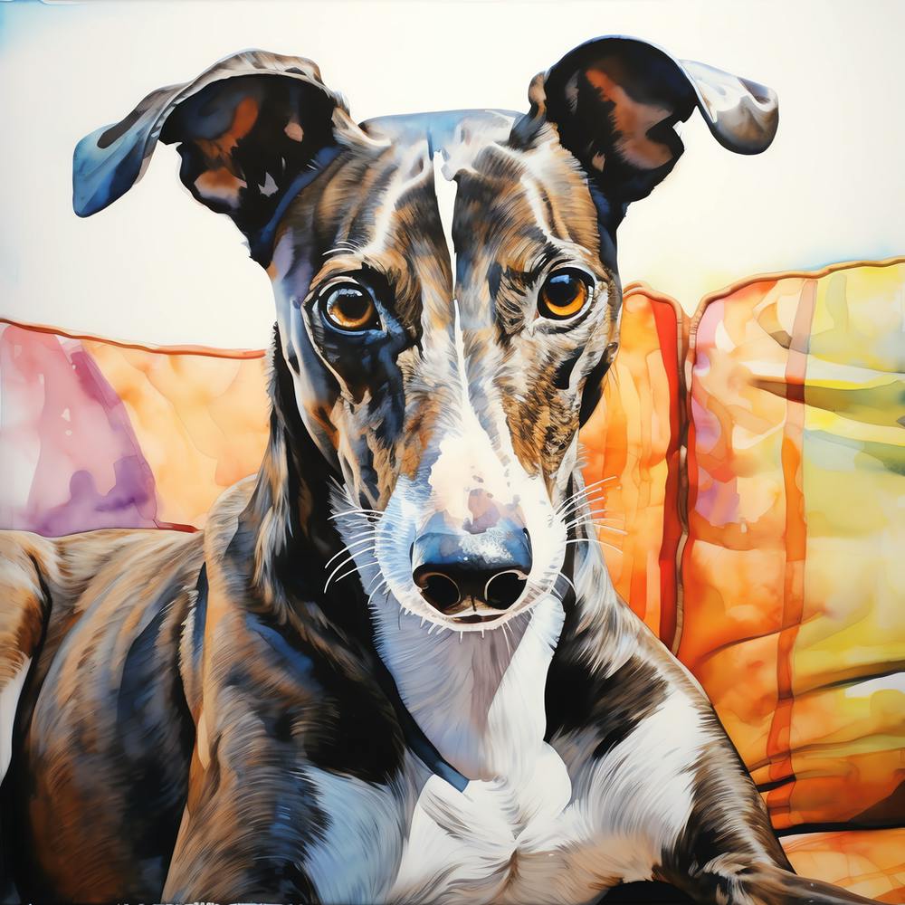 Brindle and White Greyhound