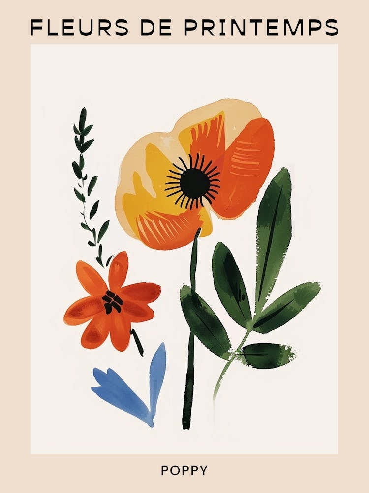 Spring Floral French Poster  Poppy 1
