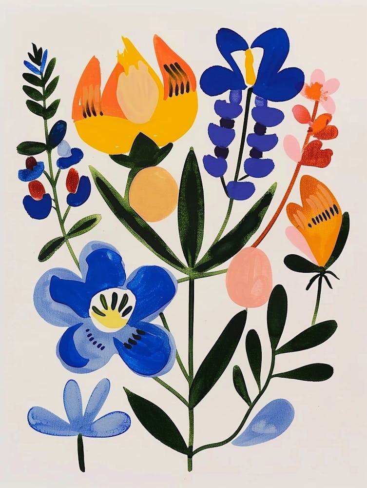 Gemalte Blumen Blaulupine 3