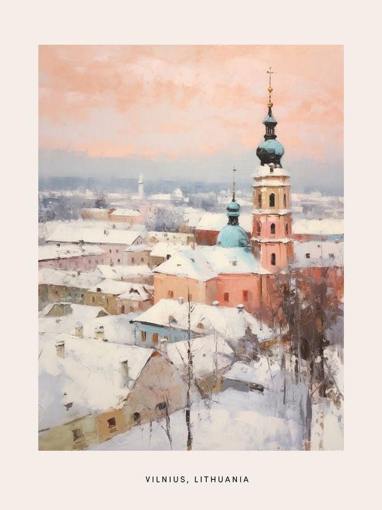 Dreamy Winter Painting Poster Vilnius Lithuania 2