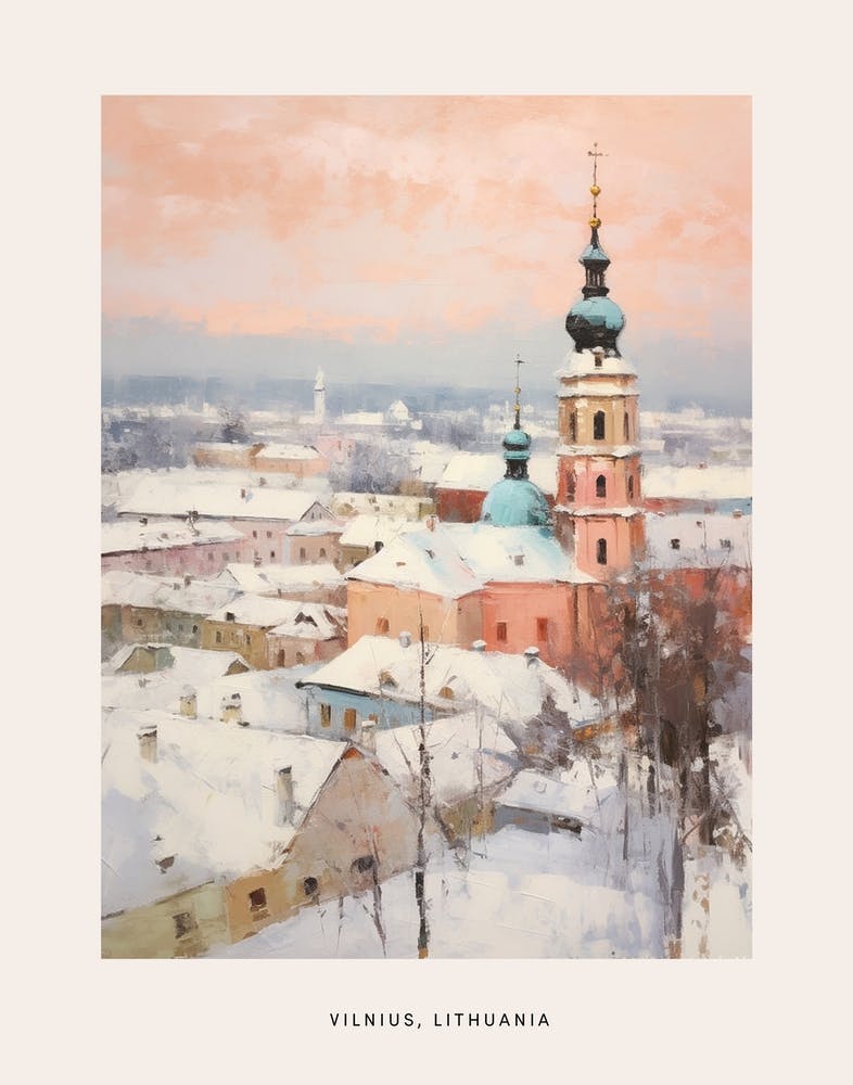 Dreamy Winter Painting Poster Vilnius Lithuania 2