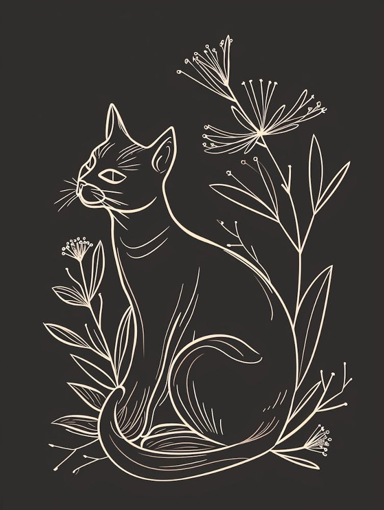 Sokoke Katze Minimalistische Illustration 3