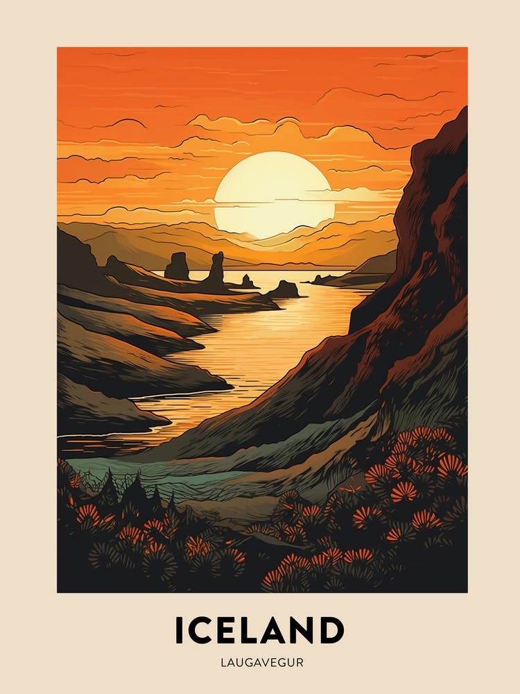 Laugavegur Iceland 1 Vintage Hiking Travel Poster