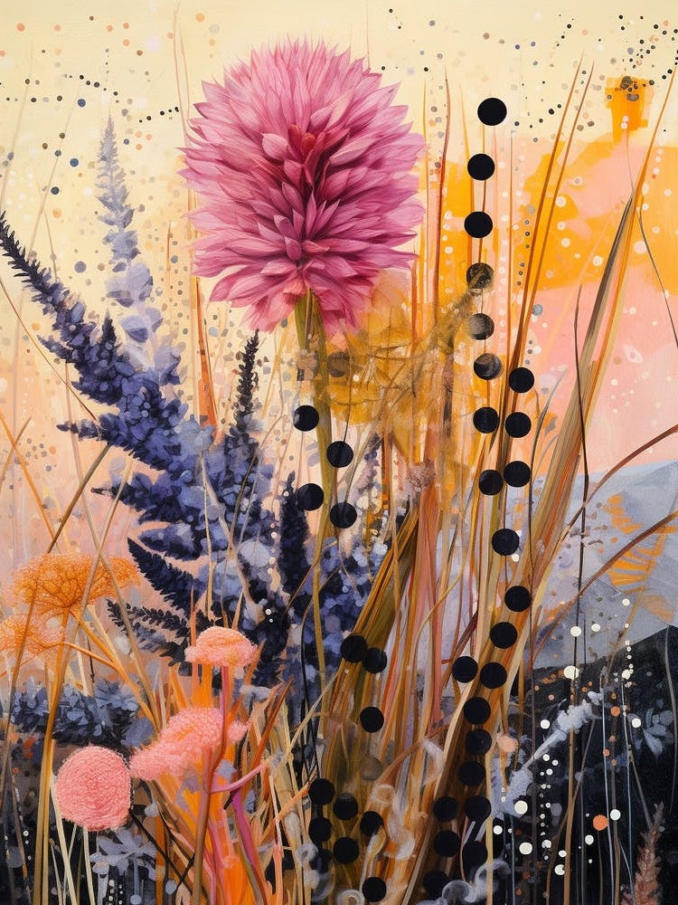 Surreal Florals Fountain Grass 2 Flower Painting